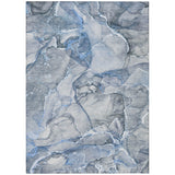 5' X 8' Blue and Gray Abstract Washable Non Skid Indoor Outdoor Area Rug