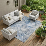 8' X 10' Blue and Gray Abstract Washable Non Skid Indoor Outdoor Area Rug