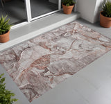 2' X 3' Gray and Red Abstract Washable Non Skid Indoor Outdoor Area Rug