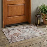 2' X 3' Gray and Red Abstract Washable Non Skid Indoor Outdoor Area Rug