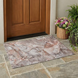 3' X 5' Gray and Red Abstract Washable Non Skid Indoor Outdoor Area Rug