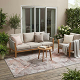 5' X 8' Gray and Red Abstract Washable Non Skid Indoor Outdoor Area Rug