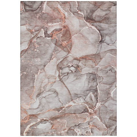 5' X 8' Gray and Red Abstract Washable Non Skid Indoor Outdoor Area Rug