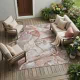 8' X 10' Gray and Red Abstract Washable Non Skid Indoor Outdoor Area Rug