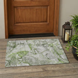 2' X 3' Green Abstract Washable Non Skid Indoor Outdoor Area Rug