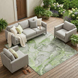 8' X 10' Green Abstract Washable Non Skid Indoor Outdoor Area Rug