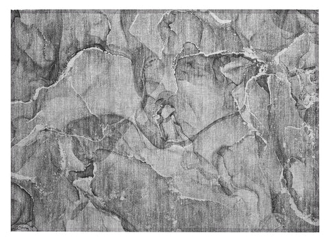 2' X 3' Gray and Ivory Abstract Washable Non Skid Indoor Outdoor Area Rug