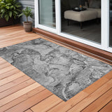 2' X 3' Gray and Ivory Abstract Washable Non Skid Indoor Outdoor Area Rug