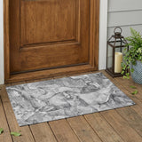 3' X 5' Gray and Ivory Abstract Washable Non Skid Indoor Outdoor Area Rug