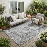 5' X 8' Gray and Ivory Abstract Washable Non Skid Indoor Outdoor Area Rug