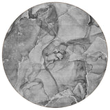 8' Round Gray and Ivory Round Abstract Washable Non Skid Indoor Outdoor Area Rug