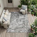 8' X 10' Gray and Ivory Abstract Washable Non Skid Indoor Outdoor Area Rug