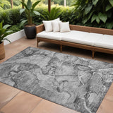 8' X 10' Gray and Ivory Abstract Washable Non Skid Indoor Outdoor Area Rug