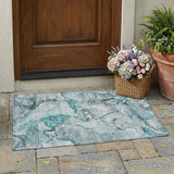 2' X 3' Gray and Ivory Abstract Washable Non Skid Indoor Outdoor Area Rug