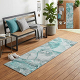 8' Runner Gray and Ivory Abstract Washable Non Skid Indoor Outdoor Runner Rug