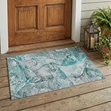 3' X 5' Gray and Ivory Abstract Washable Non Skid Indoor Outdoor Area Rug