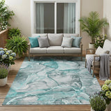 5' X 8' Gray and Ivory Abstract Washable Non Skid Indoor Outdoor Area Rug