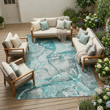 8' X 10' Gray and Ivory Abstract Washable Non Skid Indoor Outdoor Area Rug