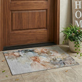 2' X 3' Beige Abstract Washable Non Skid Indoor Outdoor Area Rug