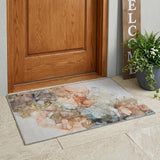 3' X 5' Beige Abstract Washable Non Skid Indoor Outdoor Area Rug