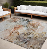 8' X 10' Beige Abstract Washable Non Skid Indoor Outdoor Area Rug