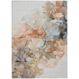 8' X 10' Beige Abstract Washable Non Skid Indoor Outdoor Area Rug