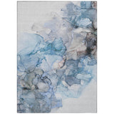 8' X 10' Blue and Gray Abstract Washable Non Skid Indoor Outdoor Area Rug