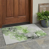 3' X 5' Green Abstract Washable Non Skid Indoor Outdoor Area Rug