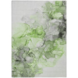 5' X 8' Green Abstract Washable Non Skid Indoor Outdoor Area Rug