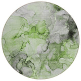 8' Round Green Round Abstract Washable Non Skid Indoor Outdoor Area Rug
