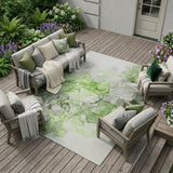 8' X 10' Green Abstract Washable Non Skid Indoor Outdoor Area Rug