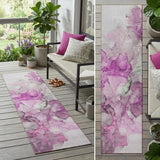 8' Runner Gray and Purple Abstract Washable Non Skid Indoor Outdoor Runner Rug