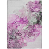5' X 8' Gray and Purple Abstract Washable Non Skid Indoor Outdoor Area Rug