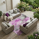 8' X 10' Gray and Purple Abstract Washable Non Skid Indoor Outdoor Area Rug