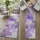 8' Runner Purple Abstract Washable Non Skid Indoor Outdoor Runner Rug