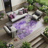 8' X 10' Purple Abstract Washable Non Skid Indoor Outdoor Area Rug