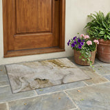 2' X 3' Beige and Brown Abstract Washable Indoor Outdoor Area Rug
