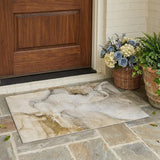 3' X 5' Beige and Brown Abstract Washable Indoor Outdoor Area Rug