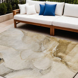 8' X 10' Beige and Brown Abstract Washable Indoor Outdoor Area Rug