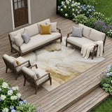 8' X 10' Beige and Brown Abstract Washable Indoor Outdoor Area Rug