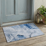 2' X 3' Blue Abstract Washable Indoor Outdoor Area Rug