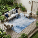 8' X 10' Blue and Gray Abstract Washable Non Skid Indoor Outdoor Area Rug