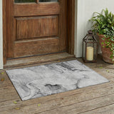 2' X 3' Gray and Ivory Abstract Washable Non Skid Indoor Outdoor Area Rug
