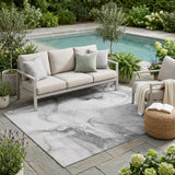 5' X 8' Gray and Ivory Abstract Washable Non Skid Indoor Outdoor Area Rug