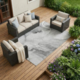 8' X 10' Gray and Ivory Abstract Washable Non Skid Indoor Outdoor Area Rug