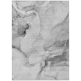8' X 10' Gray and Ivory Abstract Washable Non Skid Indoor Outdoor Area Rug