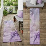 2' X 8' Purple Abstract Washable Indoor Outdoor Runner Rug