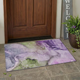 3' X 5' Purple Abstract Washable Non Skid Indoor Outdoor Area Rug