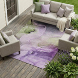 8' X 10' Purple Abstract Washable Non Skid Indoor Outdoor Area Rug