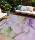 8' X 10' Purple Abstract Washable Non Skid Indoor Outdoor Area Rug